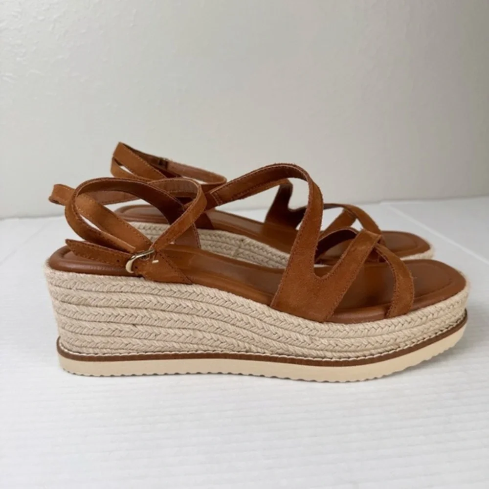 NEW Lucky‎ Brand Carolie espadrille wedge sandal heel brown 10